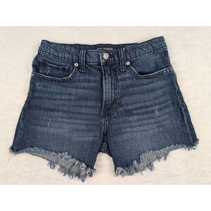 Lucky Brand 90s Midi Denim Shorts Size 4 /27 Cutoff Raw Hem Med Wash